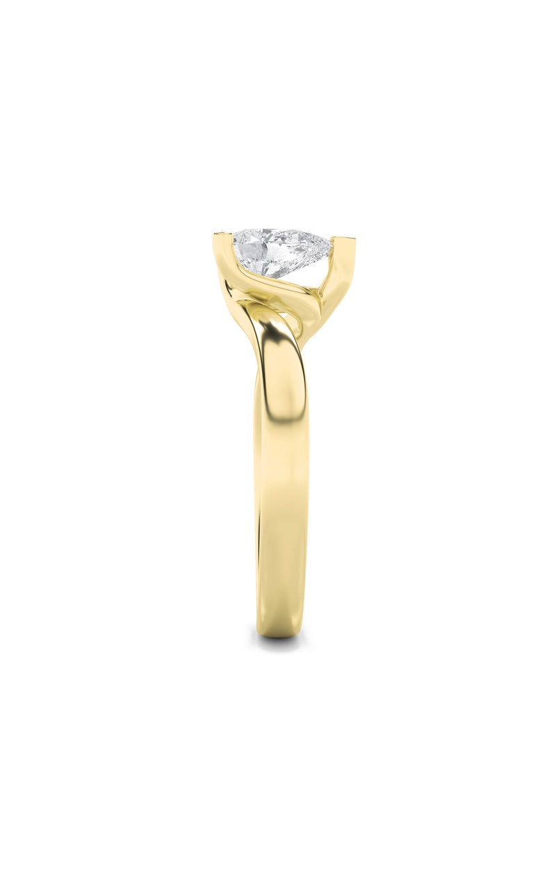 2CTW Pear Shaped Lab Grown Diamond (F/VS) Bypass Shank Engagement Ring in 14K Gold
