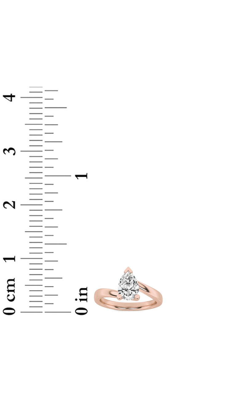 2CTW Pear Shaped Lab Grown Diamond (F/VS) Bypass Shank Engagement Ring in 14K Gold