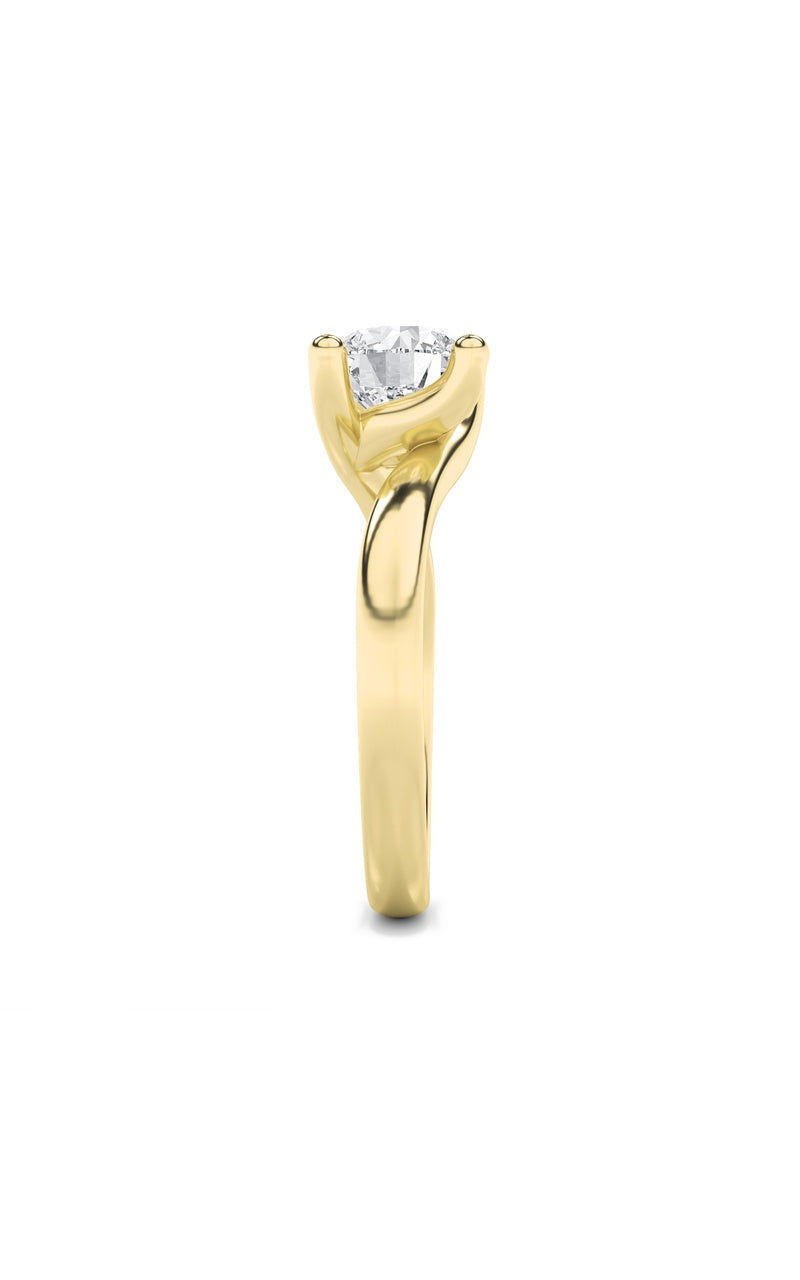 1CTW Round Shaped Lab Grown Diamond (F/VS) Bypass Shank Engagement Ring in 14K Gold