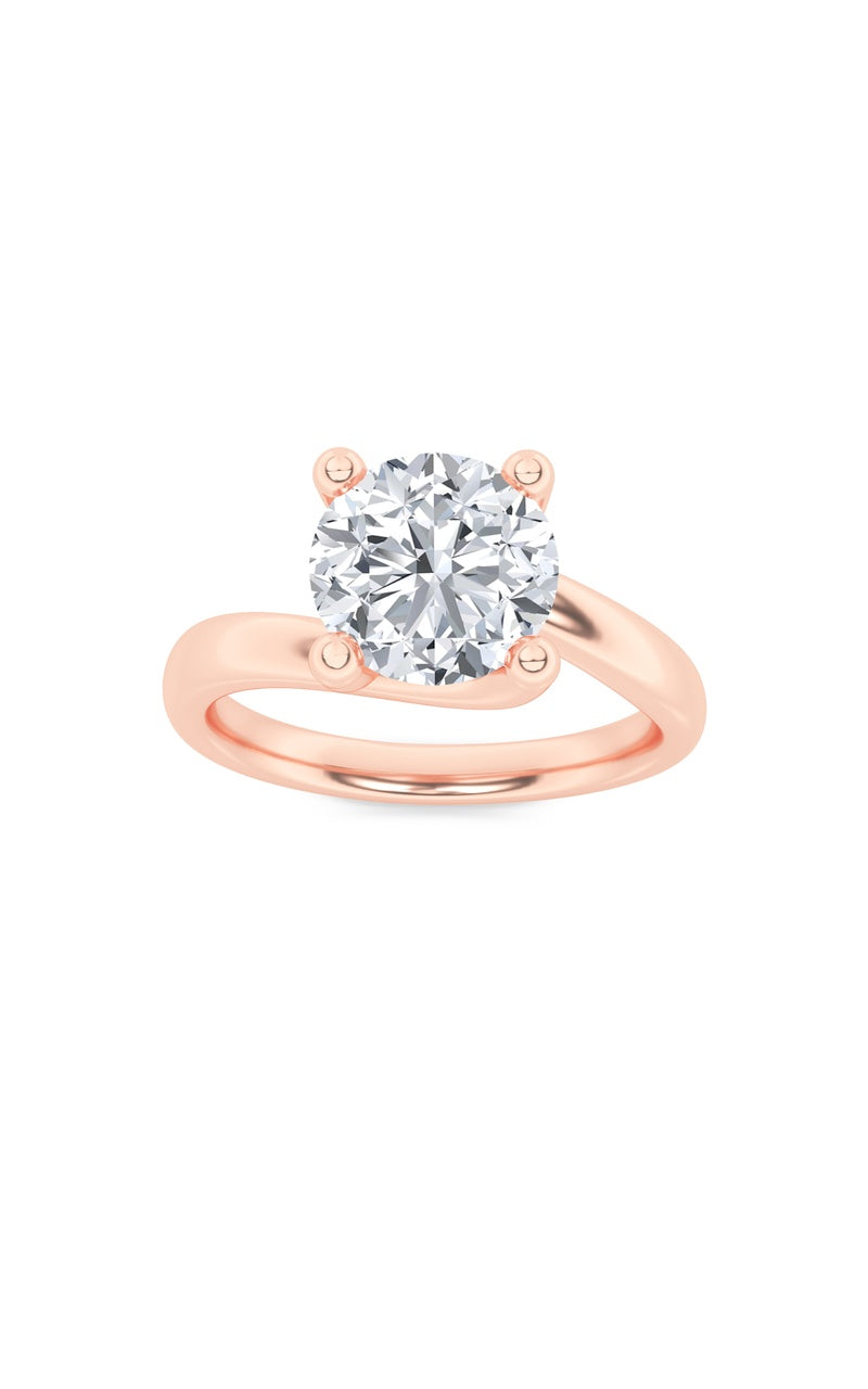 1CTW Round Shaped Lab Grown Diamond (F/VS) Bypass Shank Engagement Ring in 14K Gold