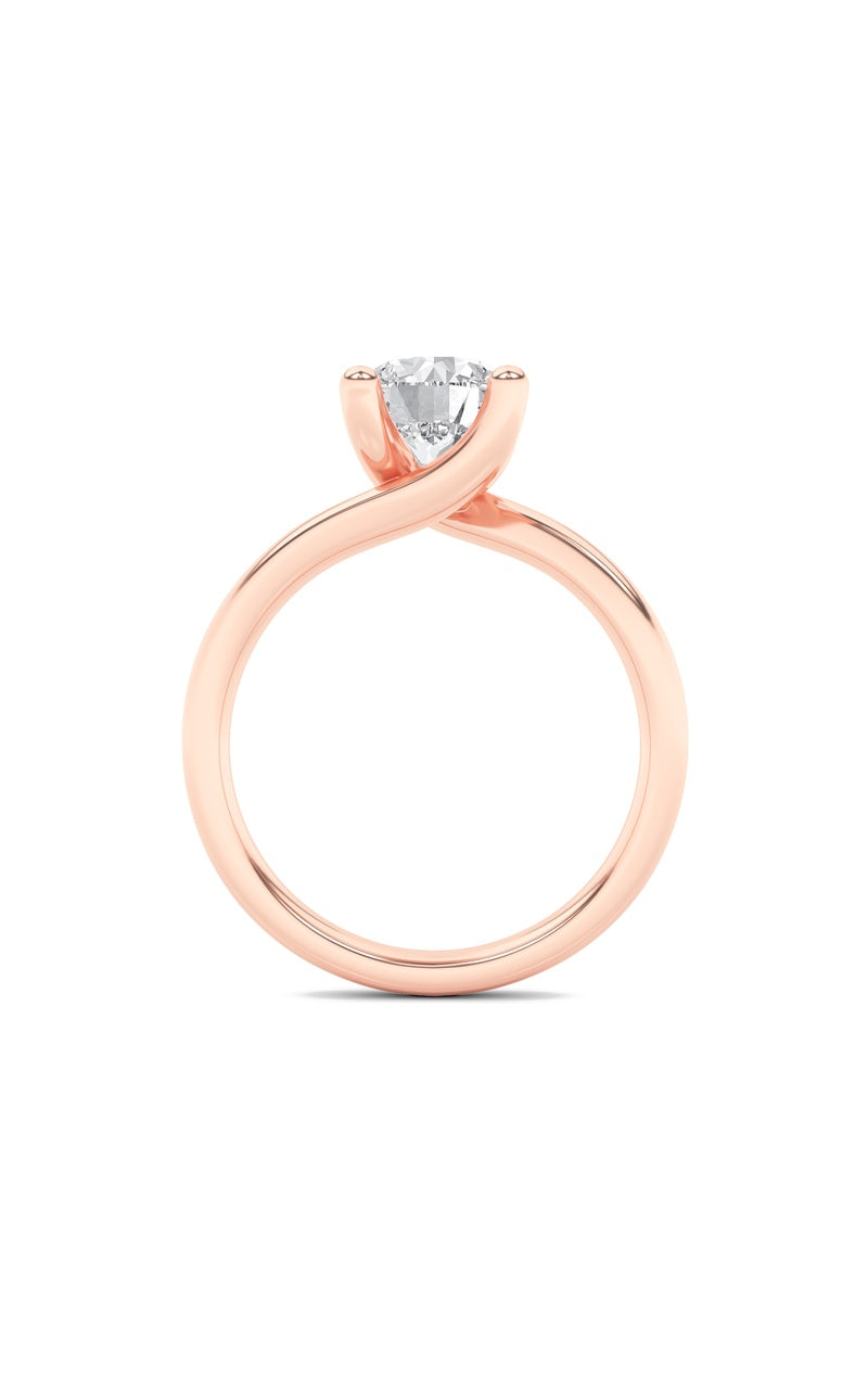1CTW Round Shaped Lab Grown Diamond (F/VS) Bypass Shank Engagement Ring in 14K Gold