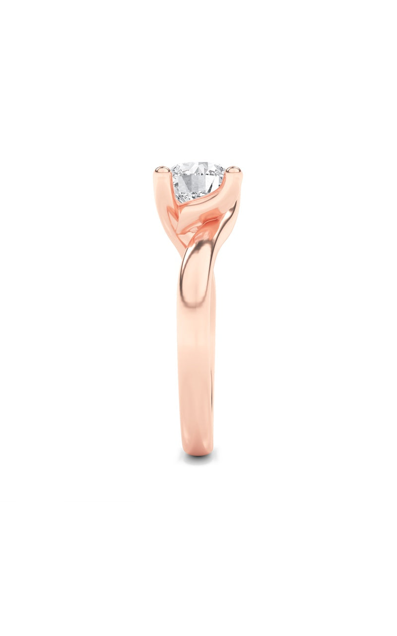 1CTW Round Shaped Lab Grown Diamond (F/VS) Bypass Shank Engagement Ring in 14K Gold