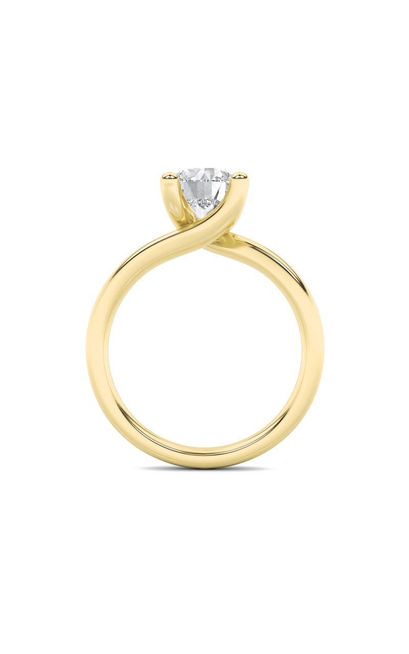 1.5CTW Round Shaped Lab Grown Diamond (F/VS) Bypass Shank Engagement Ring in 14K Gold