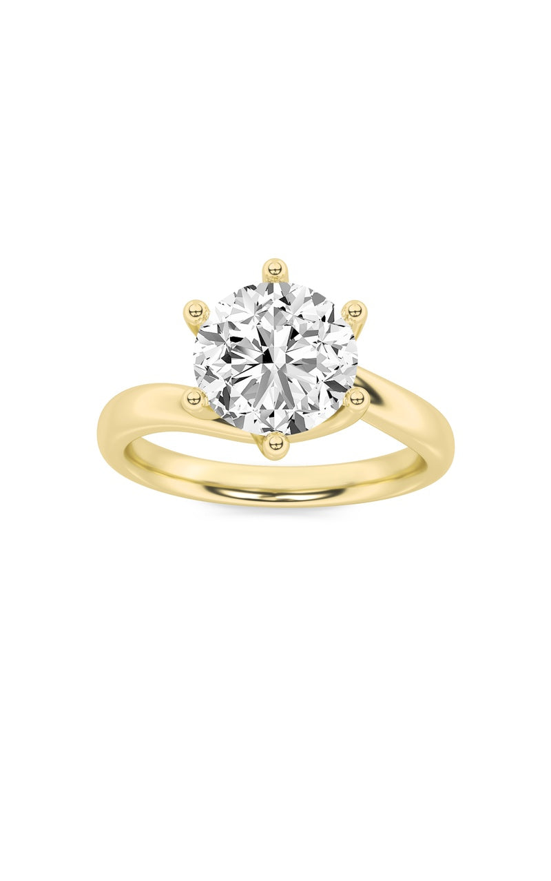 1CTW Round Shaped Lab Grown Diamond (F/VS) Bypass Shank Engagement Ring in 14K Gold