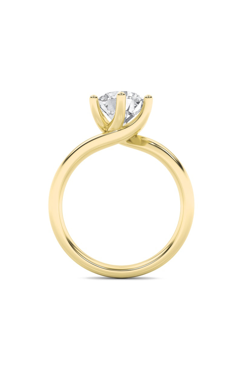 1CTW Round Shaped Lab Grown Diamond (F/VS) Bypass Shank Engagement Ring in 14K Gold