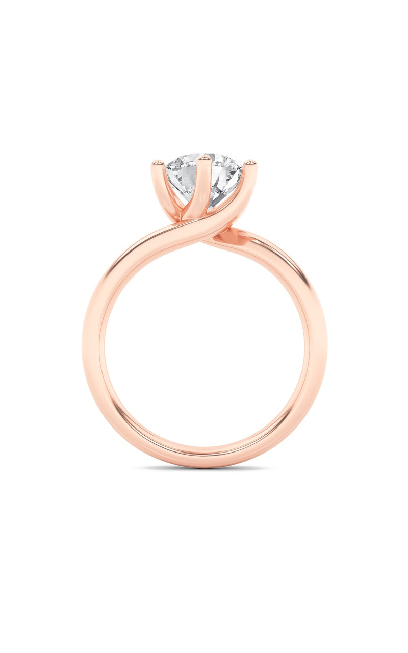 2CTW Round Shaped Lab Grown Diamond (F/VS) Bypass Shank Engagement Ring in 14K Gold