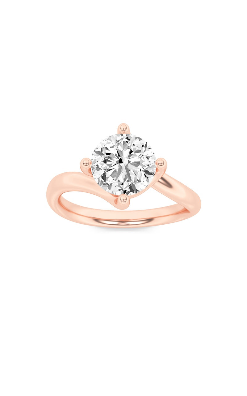 1CTW Round Shaped Lab Grown Diamond (F/VS) Bypass Shank Engagement Ring in 14K Gold