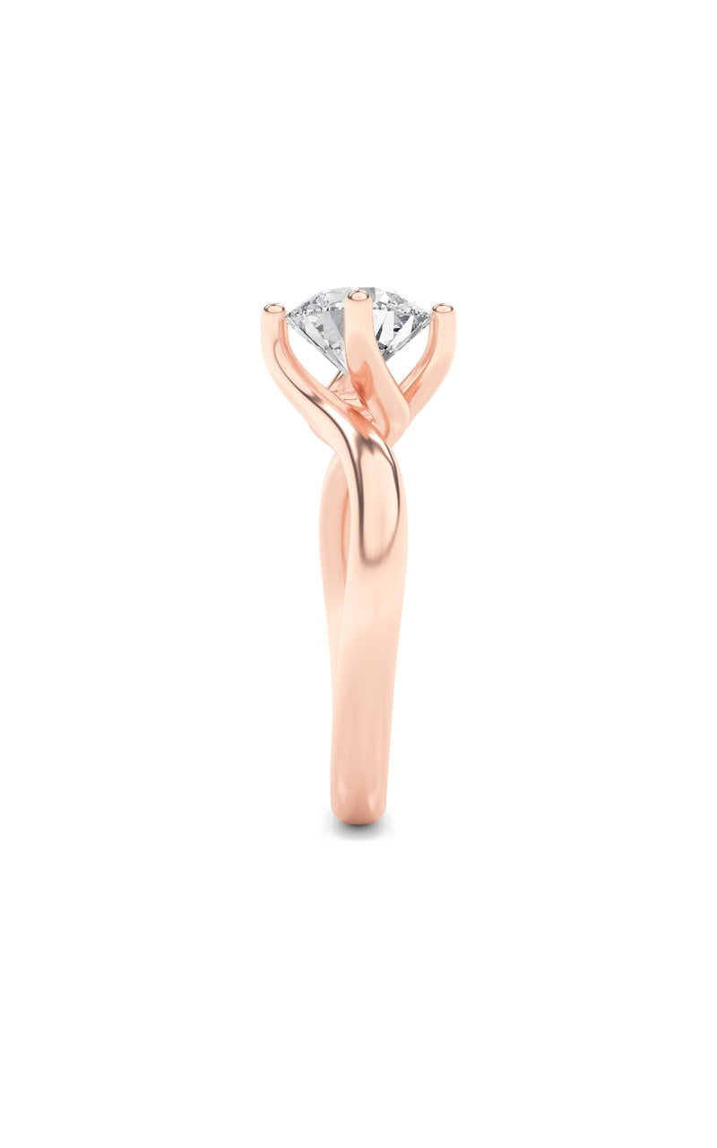 1CTW Round Shaped Lab Grown Diamond (F/VS) Bypass Shank Engagement Ring in 14K Gold
