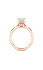 Load image into Gallery viewer, 2CTW Emerald Shaped Lab Grown Diamond (F/VS) Hidden Halo Cathedral Shank Engagement Ring in 14K Gold
