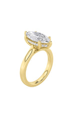 Load image into Gallery viewer, 1CTW Marquise Shaped Lab Grown Diamond (F/VS) Hidden Halo Cathedral Shank Engagement Ring in 14K Gold
