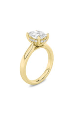 Load image into Gallery viewer, 2CTW Oval Shaped Lab Grown Diamond (F/VS) Hidden Halo Cathedral Shank Engagement Ring in 14K Gold
