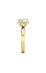 Load image into Gallery viewer, 2CTW Oval Shaped Lab Grown Diamond (F/VS) Hidden Halo Cathedral Shank Engagement Ring in 14K Gold
