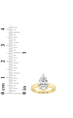 Load image into Gallery viewer, 3CTW Pear Shaped Lab Grown Diamond (F/VS) Hidden Halo Cathedral Shank Engagement Ring in 14K Gold
