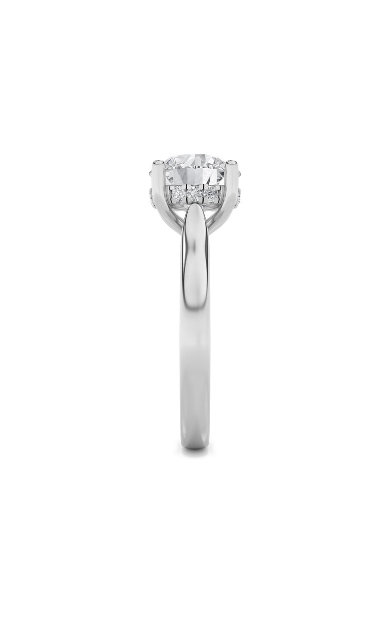 1.5CTW Round Shaped Lab Grown Diamond (F/VS) Hidden Halo Cathedral Shank Engagement Ring in 14K Gold
