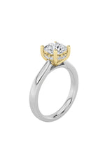Load image into Gallery viewer, 3CTW Round Shaped Lab Grown Diamond (F/VS) Hidden Halo Cathedral Shank Engagement Ring in 14K Gold

