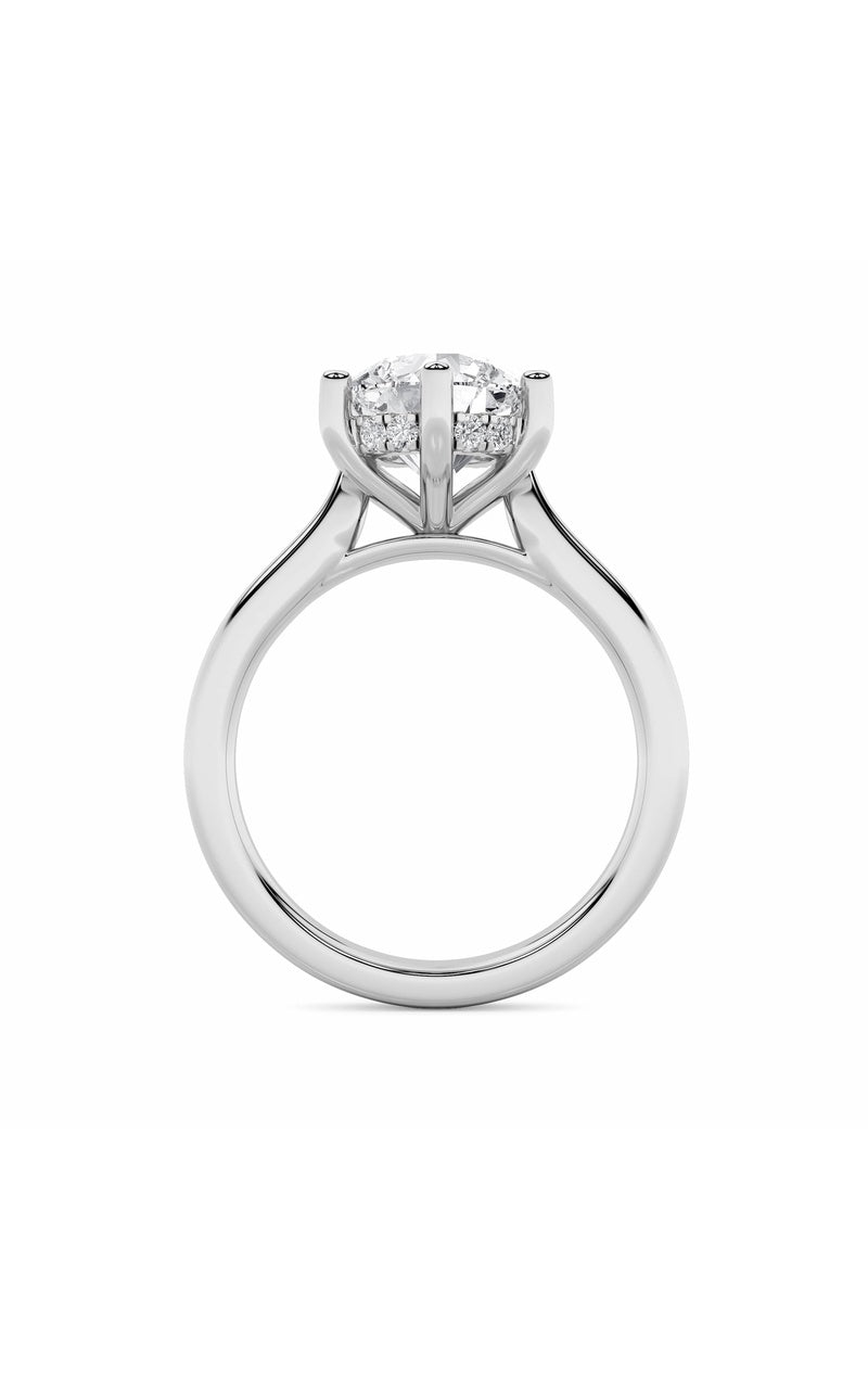 2CTW Round Shaped Lab Grown Diamond (F/VS) Hidden Halo Cathedral Shank Engagement Ring in 14K Gold