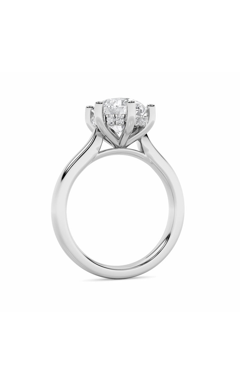 2CTW Round Shaped Lab Grown Diamond (F/VS) Hidden Halo Cathedral Shank Engagement Ring in 14K Gold