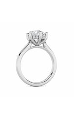 Load image into Gallery viewer, 2CTW Round Shaped Lab Grown Diamond (F/VS) Hidden Halo Cathedral Shank Engagement Ring in 14K Gold
