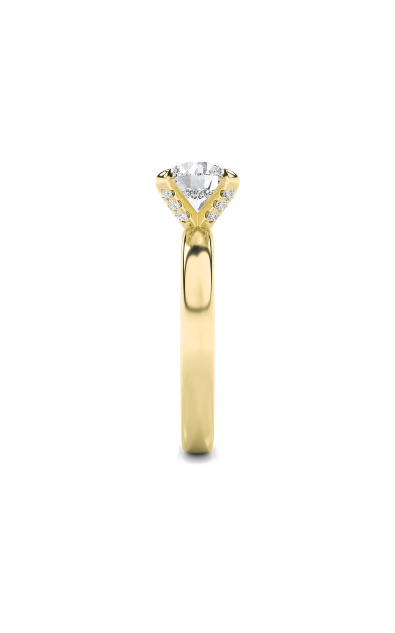 2CTW Round Shaped Lab Grown Diamond (F/VS) Hidden Halo Petite Shank Ring in 14K Gold