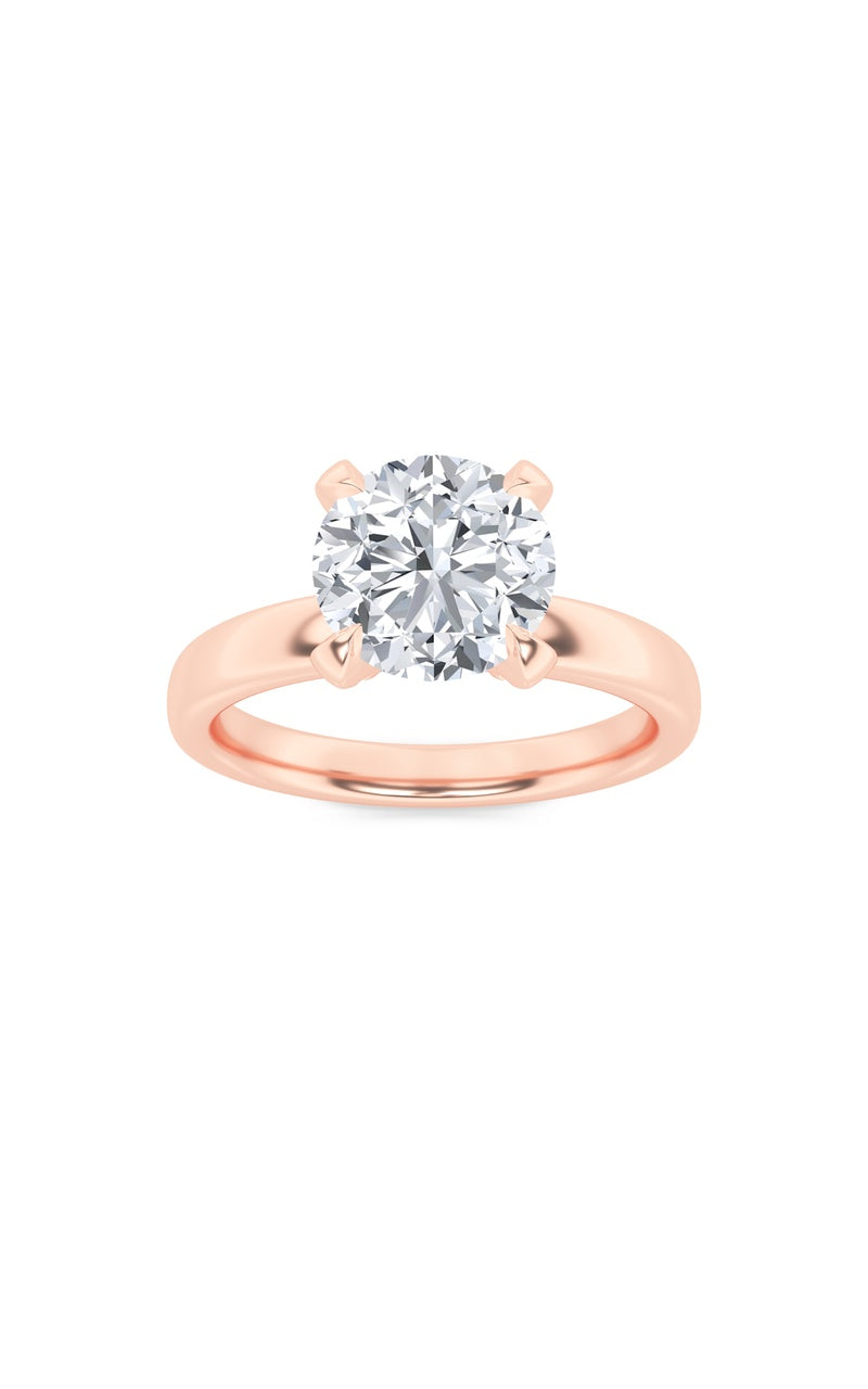 2CTW Round Shaped Lab Grown Diamond (F/VS) Hidden Halo Petite Shank Ring in 14K Gold