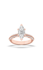 Load image into Gallery viewer, 2CTW Marquise Shaped Lab Grown Diamond (F/VS) Micro Pave Knife Edge Accent Ring in 14K Gold
