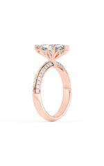 Load image into Gallery viewer, 2CTW Marquise Shaped Lab Grown Diamond (F/VS) Micro Pave Knife Edge Accent Ring in 14K Gold
