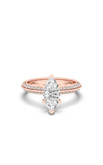 Load image into Gallery viewer, 2CTW Marquise Shaped Lab Grown Diamond (F/VS) Micro Pave Knife Edge Accent Ring in 14K Gold
