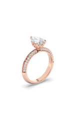 Load image into Gallery viewer, 2CTW Pear Shaped Lab Grown Diamond (F/VS) Micro Pave Knife Edge Accent Ring in 14K Gold
