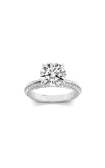 Load image into Gallery viewer, 2CTW Round Shaped Lab Grown Diamond (F/VS) Micro Pave Knife Edge Accent Ring in 14K Gold
