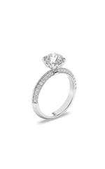 Load image into Gallery viewer, 2CTW Round Shaped Lab Grown Diamond (F/VS) Micro Pave Knife Edge Accent Ring in 14K Gold
