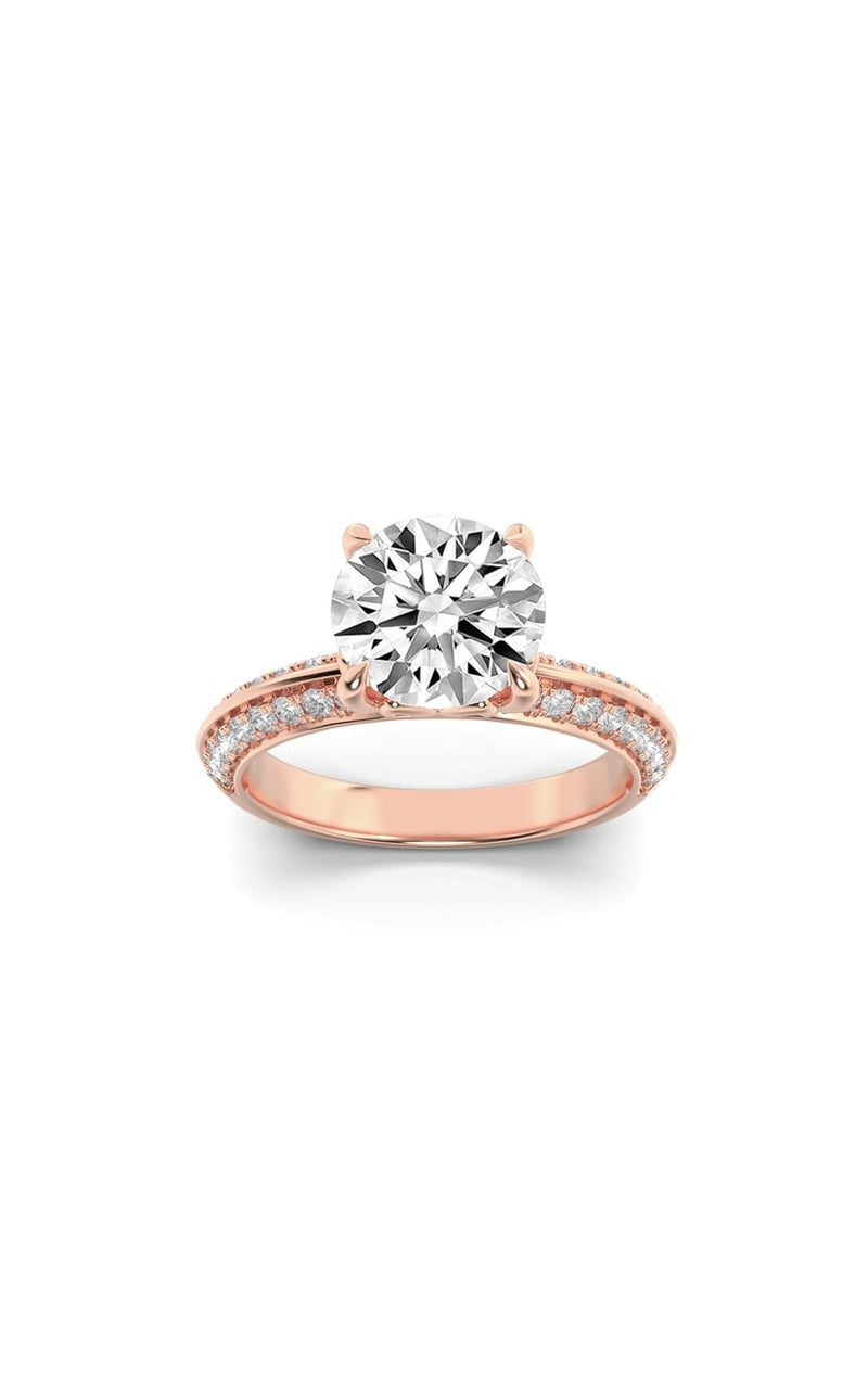 2CTW Round Shaped Lab Grown Diamond (F/VS) Micro Pave Knife Edge Accent Ring in 14K Gold