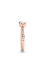 Load image into Gallery viewer, 2CTW Round Shaped Lab Grown Diamond (F/VS) Micro Pave Knife Edge Accent Ring in 14K Gold
