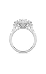 Load image into Gallery viewer, 3CTW Oval Shaped Lab Grown Diamond (F/VS) Three Stone Accented Ring in 14K Gold
