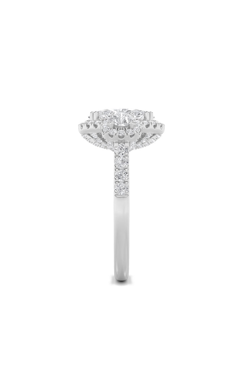 3CTW Oval Shaped Lab Grown Diamond (F/VS) Three Stone Accented Ring in 14K Gold