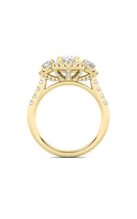 Load image into Gallery viewer, 3CTW Oval Shaped Lab Grown Diamond (F/VS) Three Stone Accented Ring in 14K Gold
