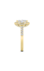 Load image into Gallery viewer, 3CTW Oval Shaped Lab Grown Diamond (F/VS) Three Stone Accented Ring in 14K Gold
