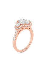 Load image into Gallery viewer, 3CTW Oval Shaped Lab Grown Diamond (F/VS) Three Stone Accented Ring in 14K Gold
