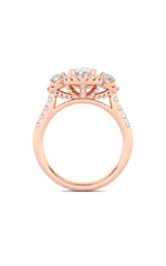 Load image into Gallery viewer, 3CTW Oval Shaped Lab Grown Diamond (F/VS) Three Stone Accented Ring in 14K Gold
