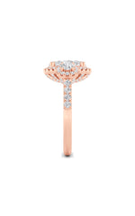 Load image into Gallery viewer, 3CTW Oval Shaped Lab Grown Diamond (F/VS) Three Stone Accented Ring in 14K Gold
