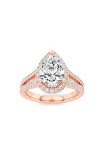 Load image into Gallery viewer, 2CTW Pear Shaped Lab Grown Diamond (F/VS) Split Shank Accented Ring in 14K Gold
