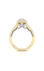 Load image into Gallery viewer, 2CTW Pear Shaped Lab Grown Diamond (F/VS) Split Shank Accented Ring in 14K Gold
