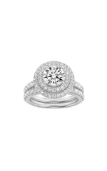 Load image into Gallery viewer, 2CTW Round Shaped Lab Grown Diamond (F/VS) Double Halo Bridal Set Engagement Ring Set in 14K Gold
