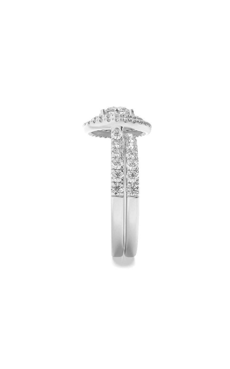 2CTW Round Shaped Lab Grown Diamond (F/VS) Double Halo Bridal Set Engagement Ring Set in 14K Gold
