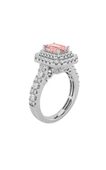Load image into Gallery viewer, 2CTW Emerald Shaped Lab Grown Diamond (F/VS) Double Halo Engagement Ring in 14K Gold
