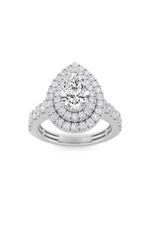 Load image into Gallery viewer, 2CTW Pear Shaped Lab Grown Diamond (F/VS) Double Halo Engagement Ring in 14K Gold
