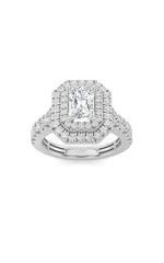 Load image into Gallery viewer, 2CTW Radiant Shaped Lab Grown Diamond (F/VS) Double Halo Engagement Ring in 14K Gold
