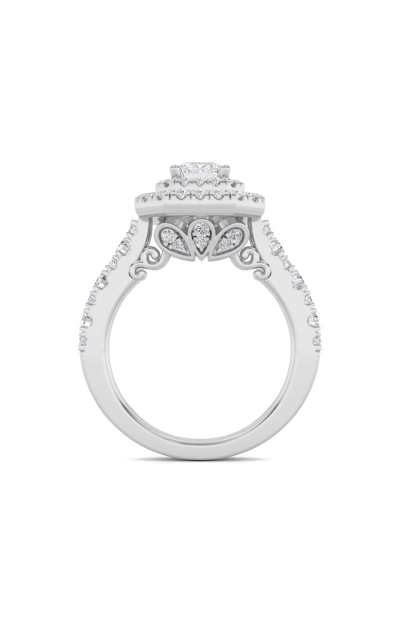 Vs) double halo engagement ring in 14k gold