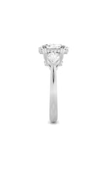 Load image into Gallery viewer, 3CTW Oval Shaped Lab Grown Diamond (F/VS) Three Stone Hidden Halo Ring in 14K Gold
