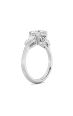 Load image into Gallery viewer, 3CTW Oval Shaped Lab Grown Diamond (F/VS) Three Stone Hidden Halo Ring in 14K Gold
