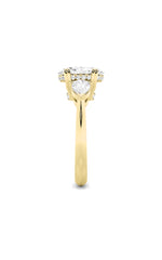 Load image into Gallery viewer, 3CTW Oval Shaped Lab Grown Diamond (F/VS) Three Stone Hidden Halo Ring in 14K Gold
